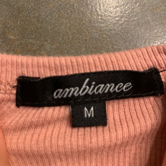 Ambiance Womens M Pink Henley Short Sleeve Tee - Picture 4 of 4